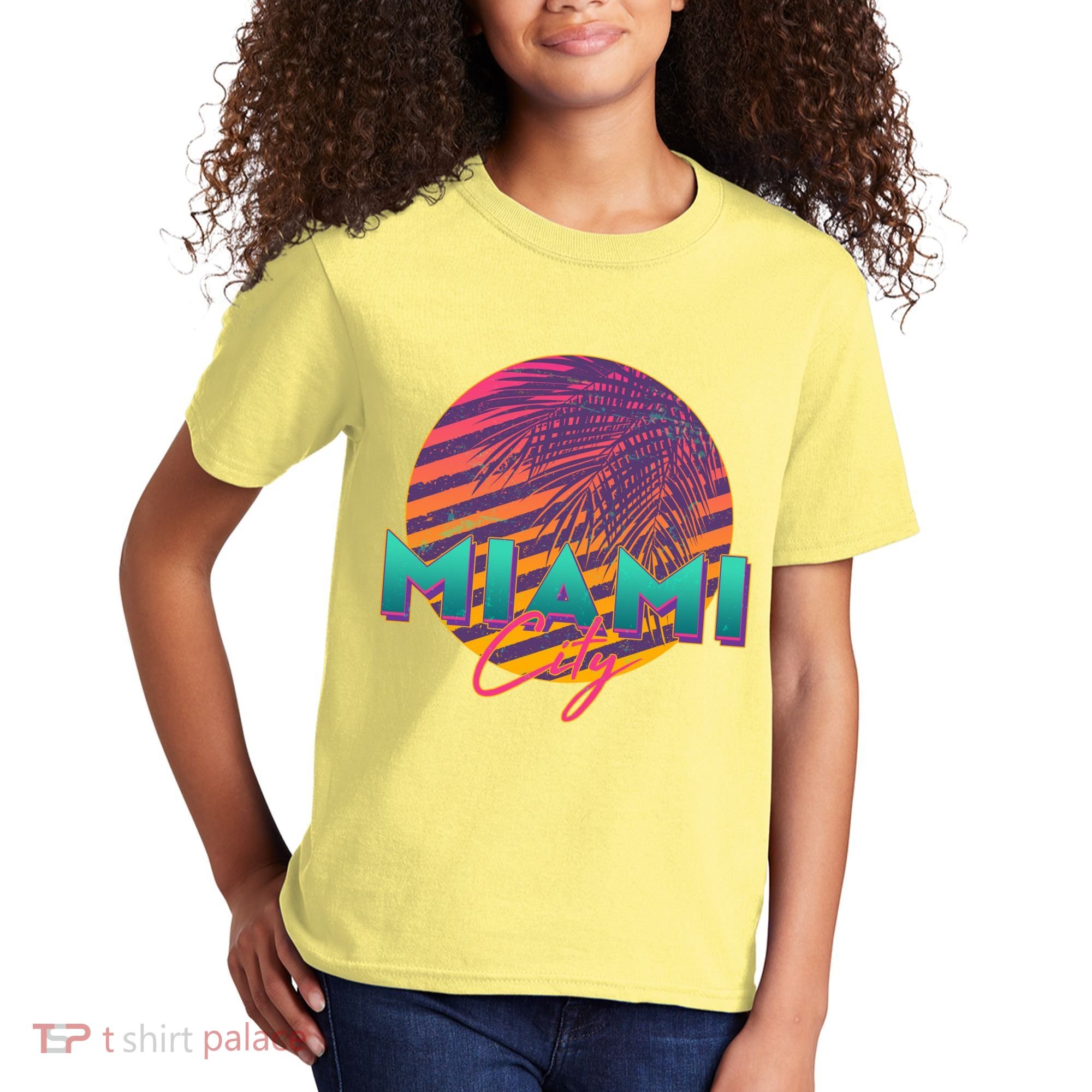 Retro 80's Miami CIty Emblem Kids T-Shirt