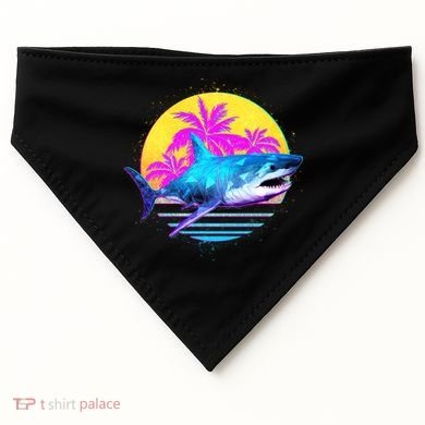 Retro 80s Polygon Shark USA-Made Doggie Bandana