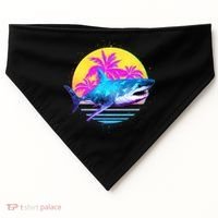 Retro 80s Polygon Shark USA-Made Doggie Bandana thumb 0