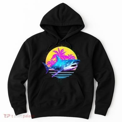 Retro 80s Polygon Shark Hoodie