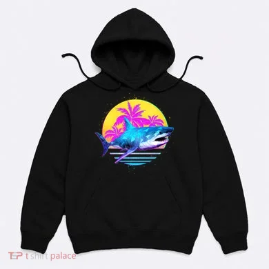 Retro 80s Polygon Shark Hoodie