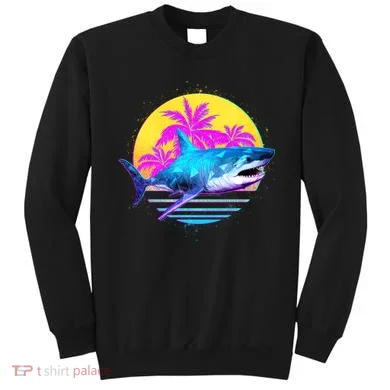 Retro 80s Polygon Shark Sweatshirt