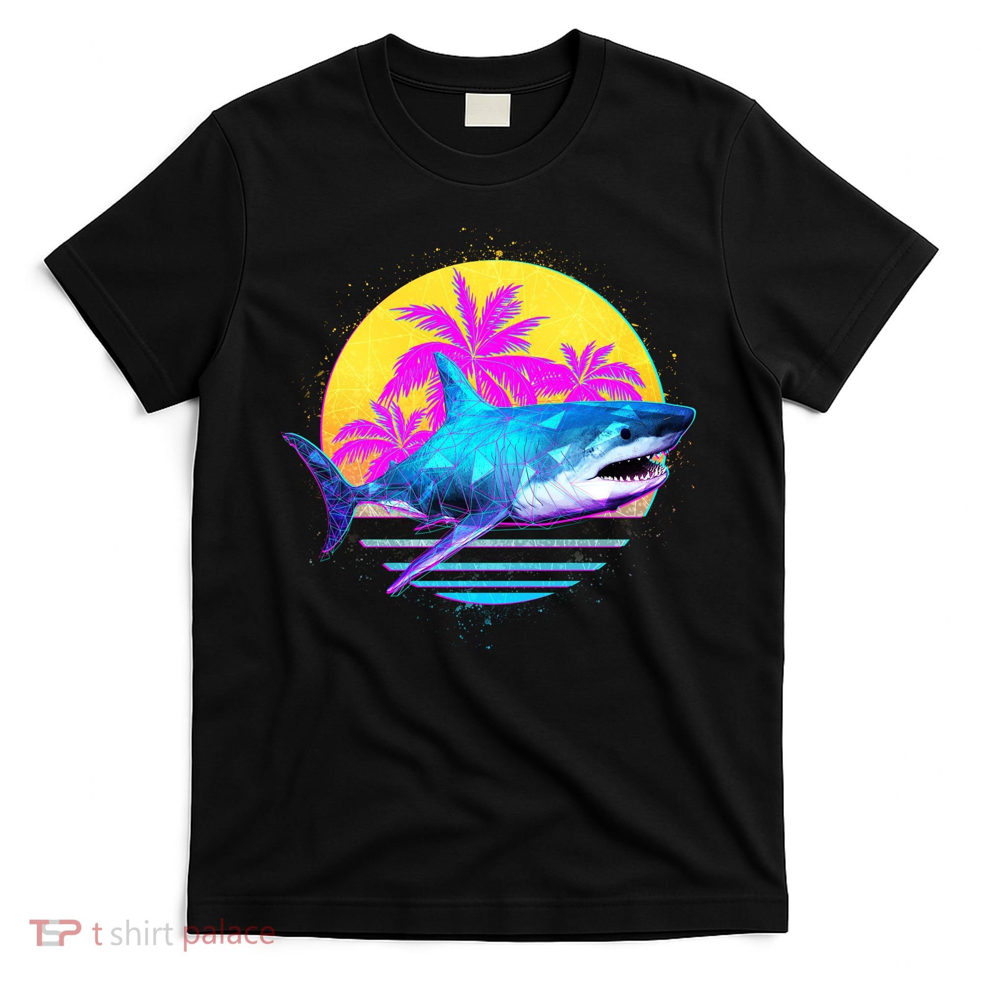 Retro 80s Polygon Shark T-Shirt