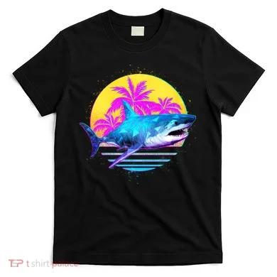 Retro 80s Polygon Shark T-Shirt