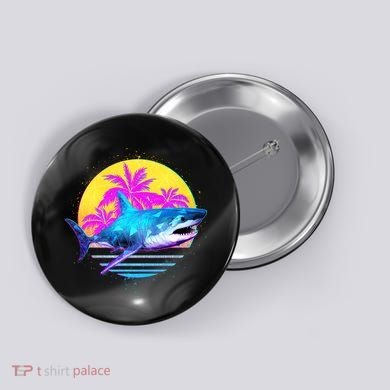 Retro 80s Polygon Shark Button