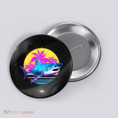 Retro 80s Polygon Shark Button