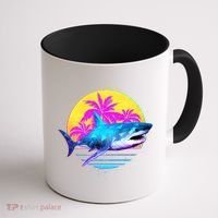 Retro 80s Polygon Shark Coffee Mug thumb 1