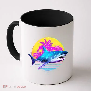 Retro 80s Polygon Shark Coffee Mug