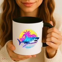 Retro 80s Polygon Shark Coffee Mug thumb 3