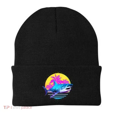 Retro 80s Polygon Shark Beanie