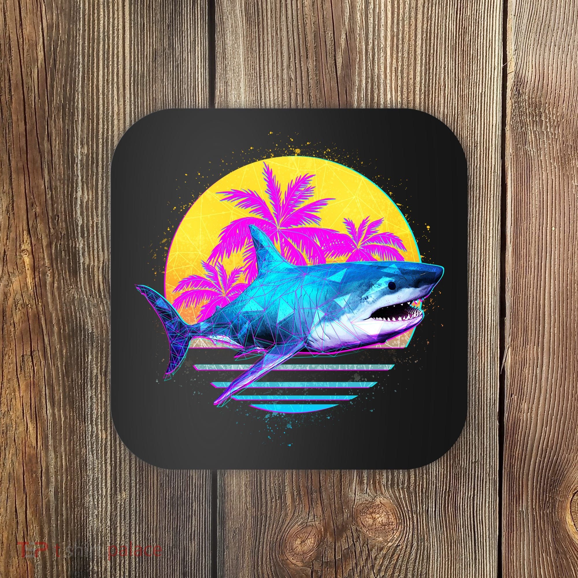 Retro 80s Polygon Shark Coaster