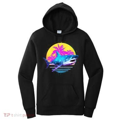 Retro 80s Polygon Shark Women's Hoodie
