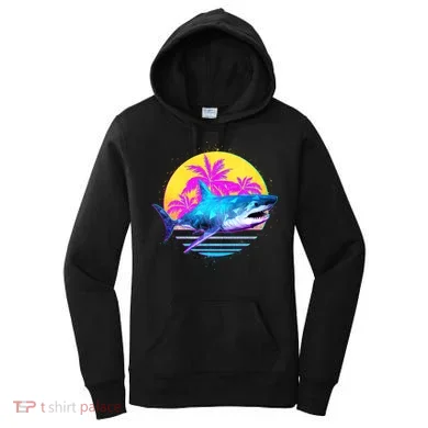 Retro 80s Polygon Shark Women's Hoodie