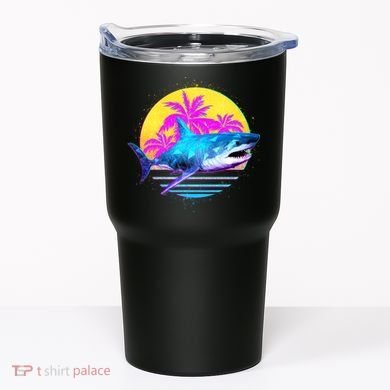 Retro 80s Polygon Shark Tumbler