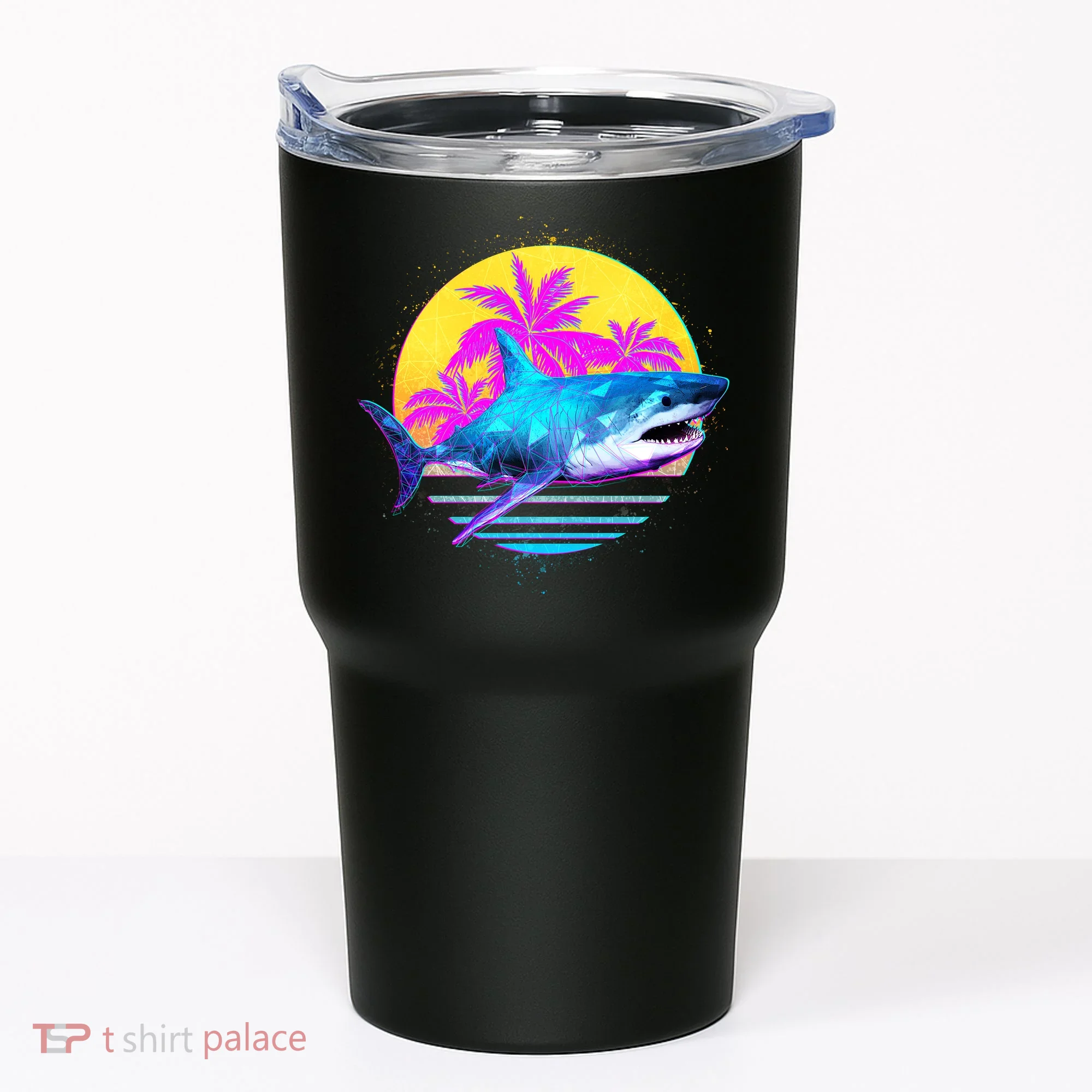 Retro 80s Polygon Shark Tumbler