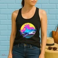 Retro 80s Polygon Shark Women's Tank Top thumb 2