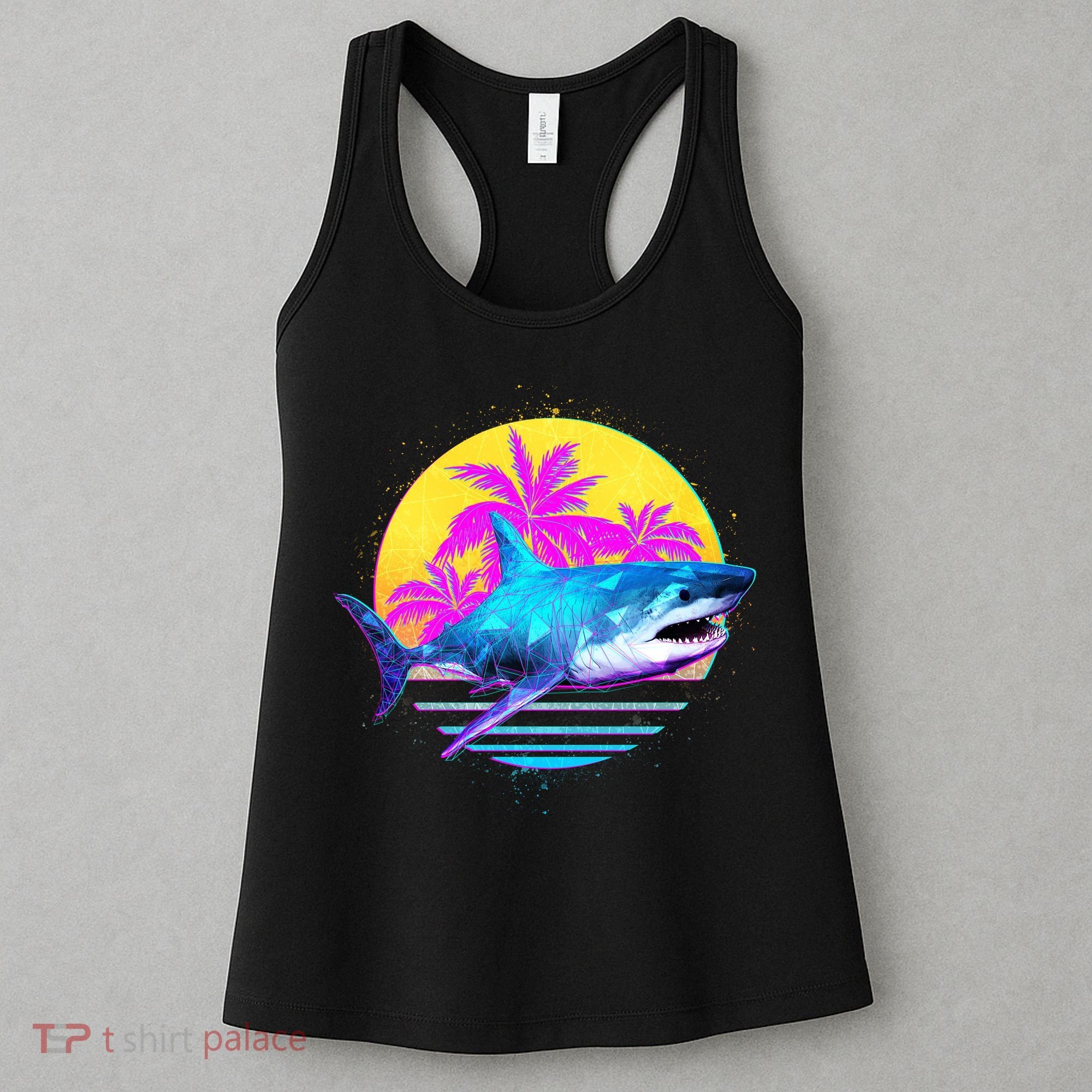Retro 80s Polygon Shark Women's Tank Top