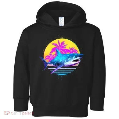 Retro 80s Polygon Shark Toddler Hoodie