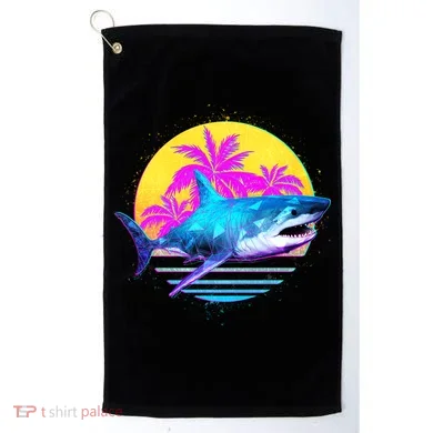 Retro 80s Polygon Shark Golf Towel