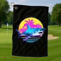 Retro 80s Polygon Shark Golf Towel thumb 1