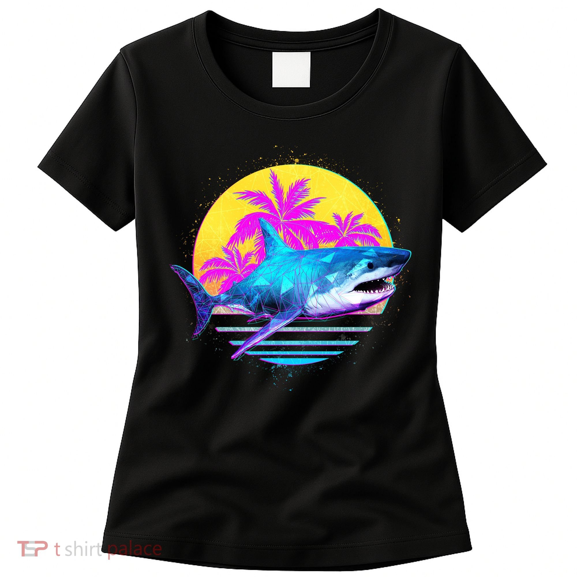 Retro 80s Polygon Shark Women's T-Shirt