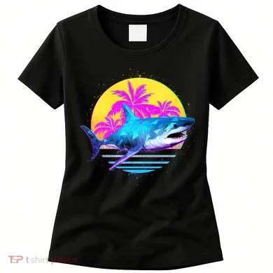 Retro 80s Polygon Shark Women's T-Shirt