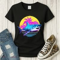 Retro 80s Polygon Shark Women's T-Shirt thumb 3