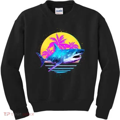Retro 80s Polygon Shark Kids Sweatshirt