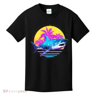 Retro 80s Polygon Shark Kids T-Shirt