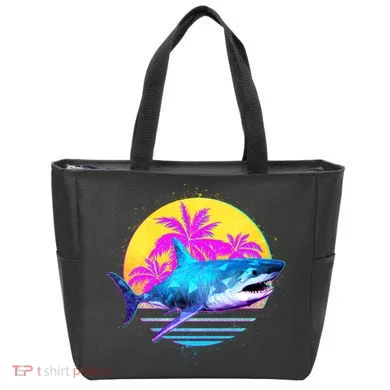 Retro 80s Polygon Shark Tote Bag