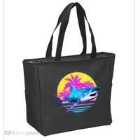 Retro 80s Polygon Shark Tote Bag thumb 2