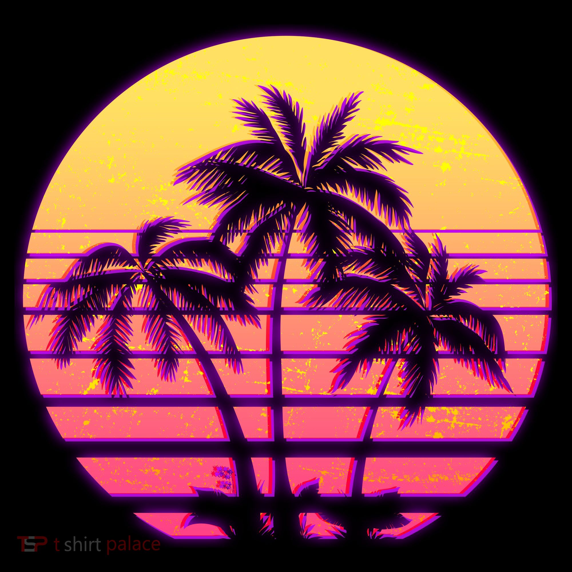 Retro 80's Sunset Palms Bucket Hat