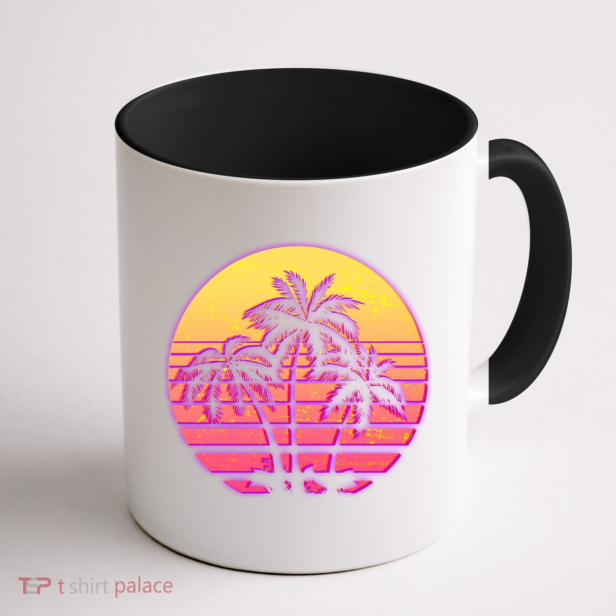 Retro 80's Sunset Palms Coffee Mug