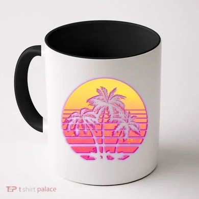Retro 80's Sunset Palms Coffee Mug