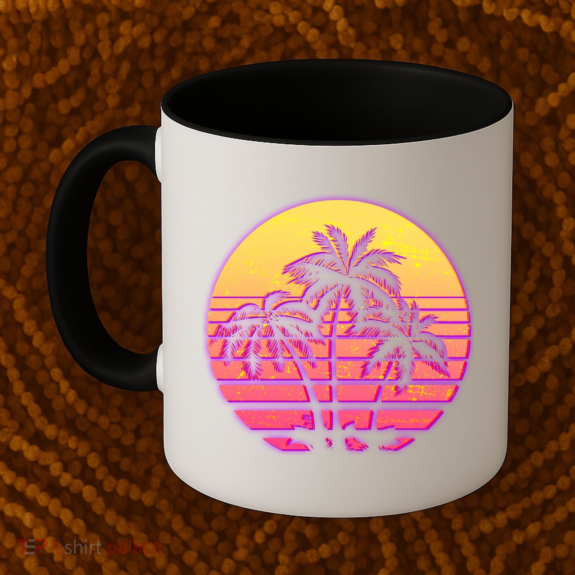 Retro 80's Sunset Palms Coffee Mug