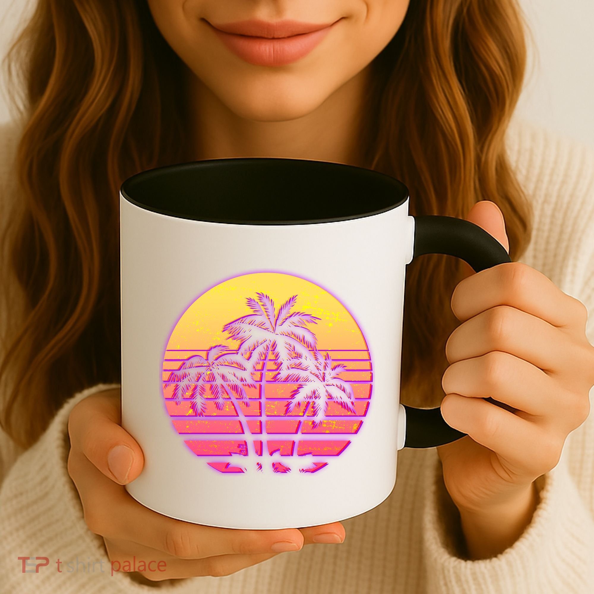 Retro 80's Sunset Palms Coffee Mug