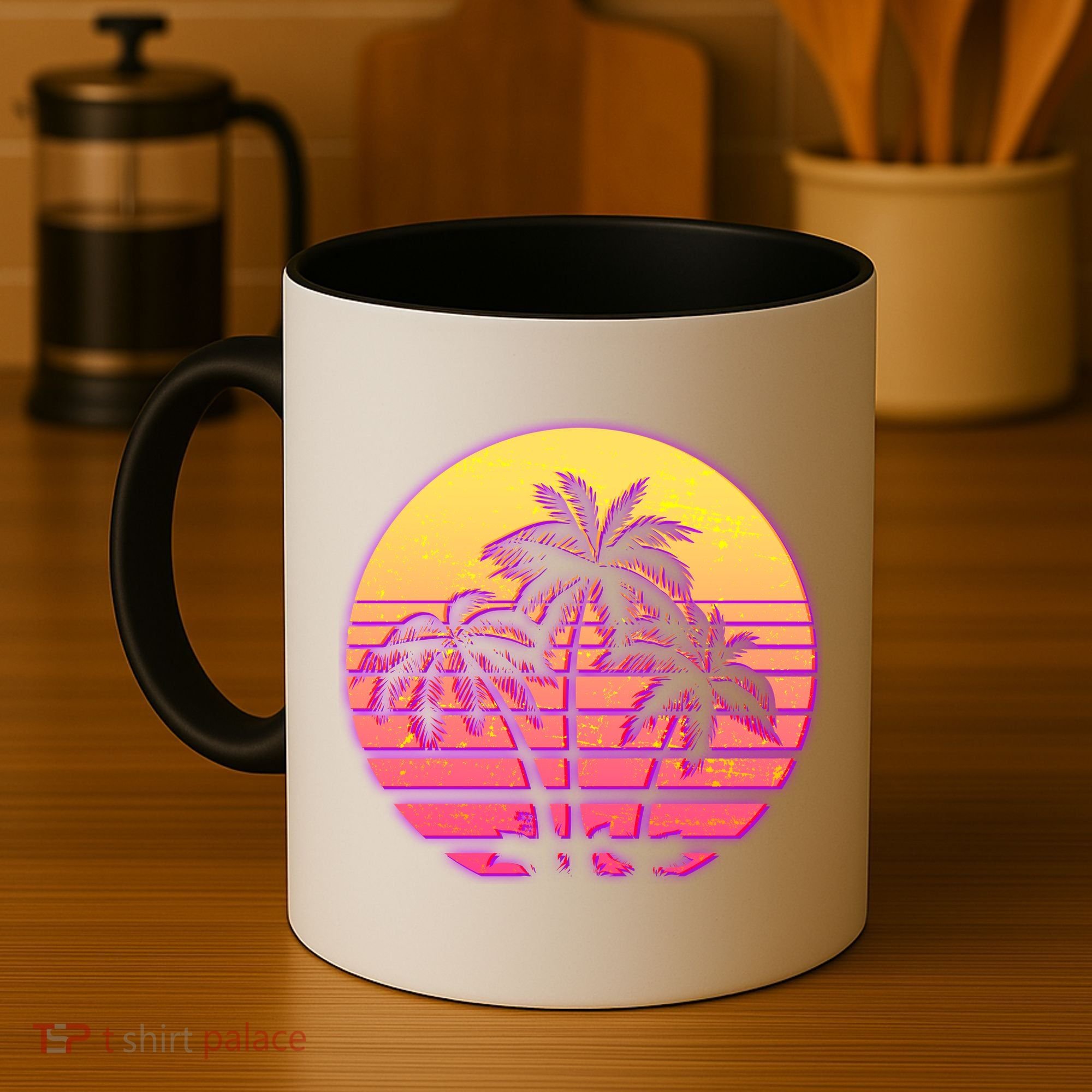Retro 80's Sunset Palms Coffee Mug