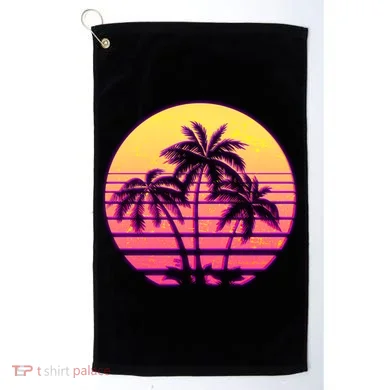 Retro 80's Sunset Palms Golf Towel