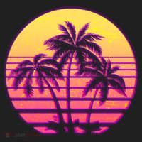 Retro 80's Sunset Palms Golf Towel thumb 3