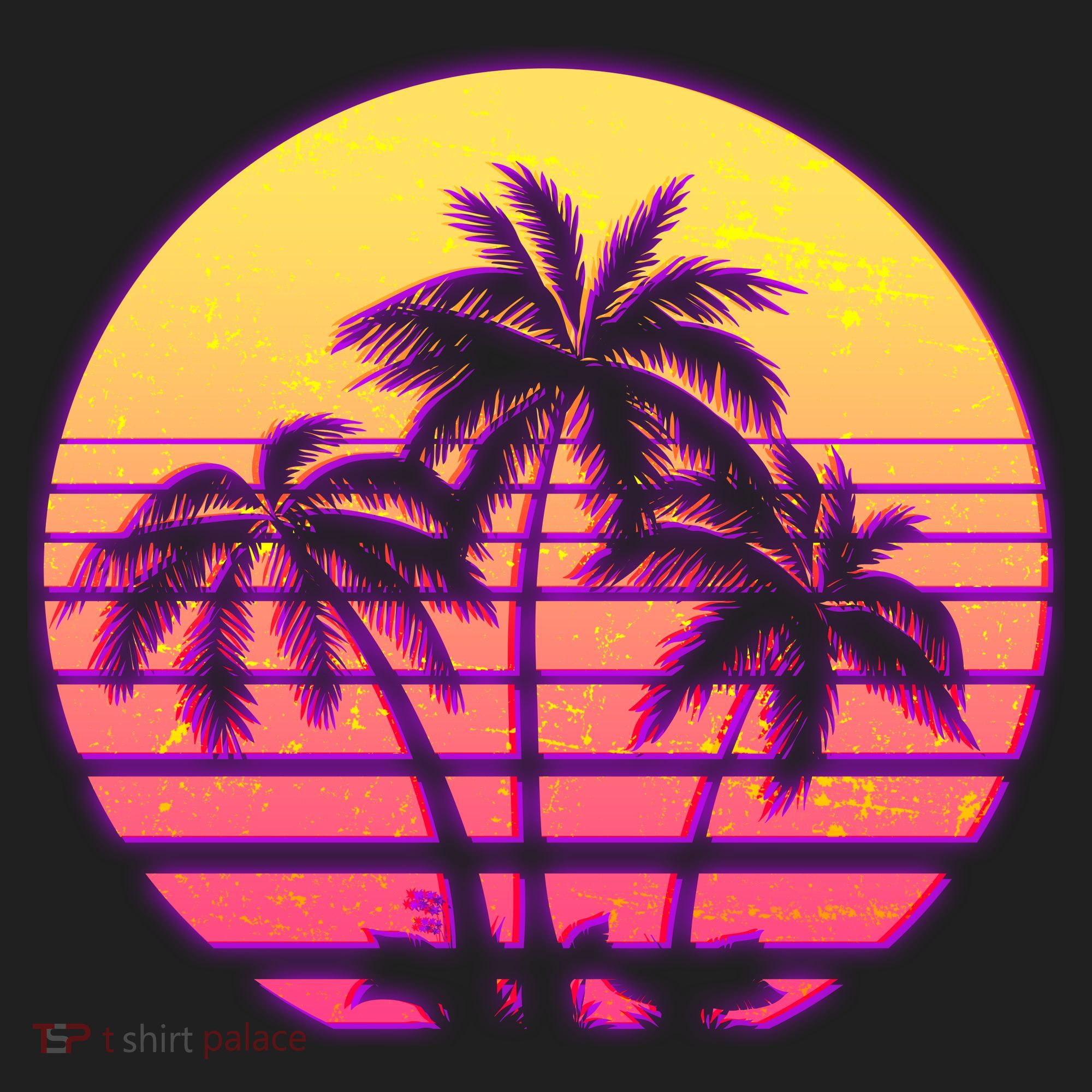 Retro 80's Sunset Palms Golf Towel