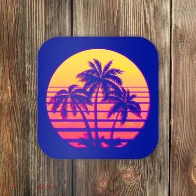 Retro 80's Sunset Palms Coaster