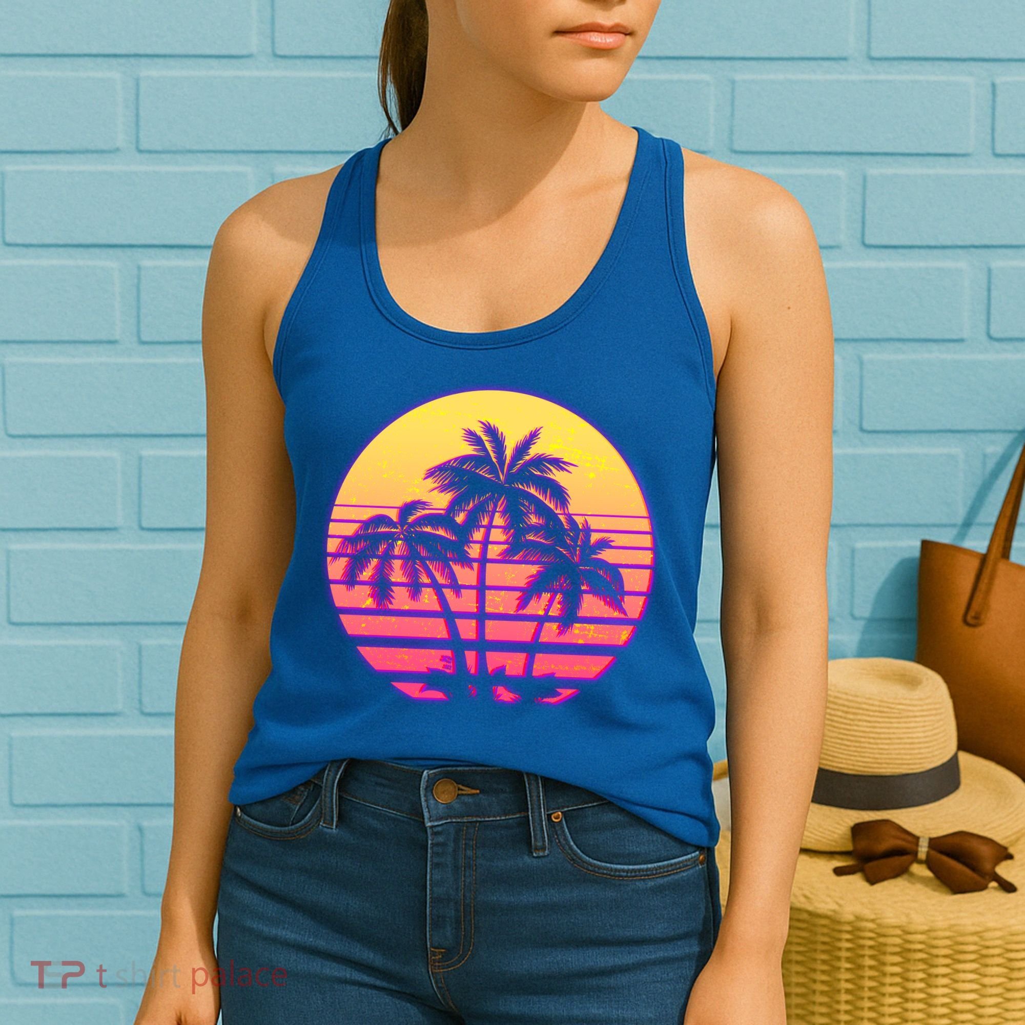 Retro 80's Sunset Palms Women's Tank Top