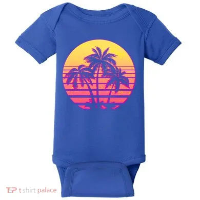 Retro 80's Sunset Palms Baby Bodysuit