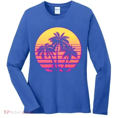 Retro 80's Sunset Palms Women's Long Sleeve Shirt