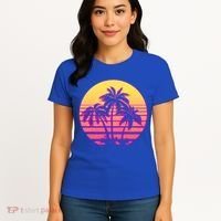 Retro 80's Sunset Palms Women's T-Shirt thumb 4