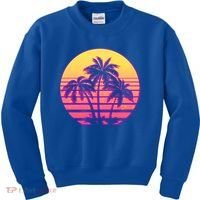Retro 80's Sunset Palms Kids Sweatshirt thumb 0