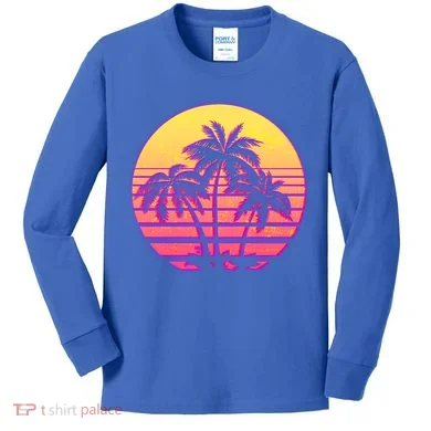 Retro 80's Sunset Palms Kids Long Sleeve Shirt