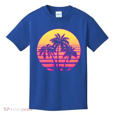 Retro 80's Sunset Palms Kids T-Shirt