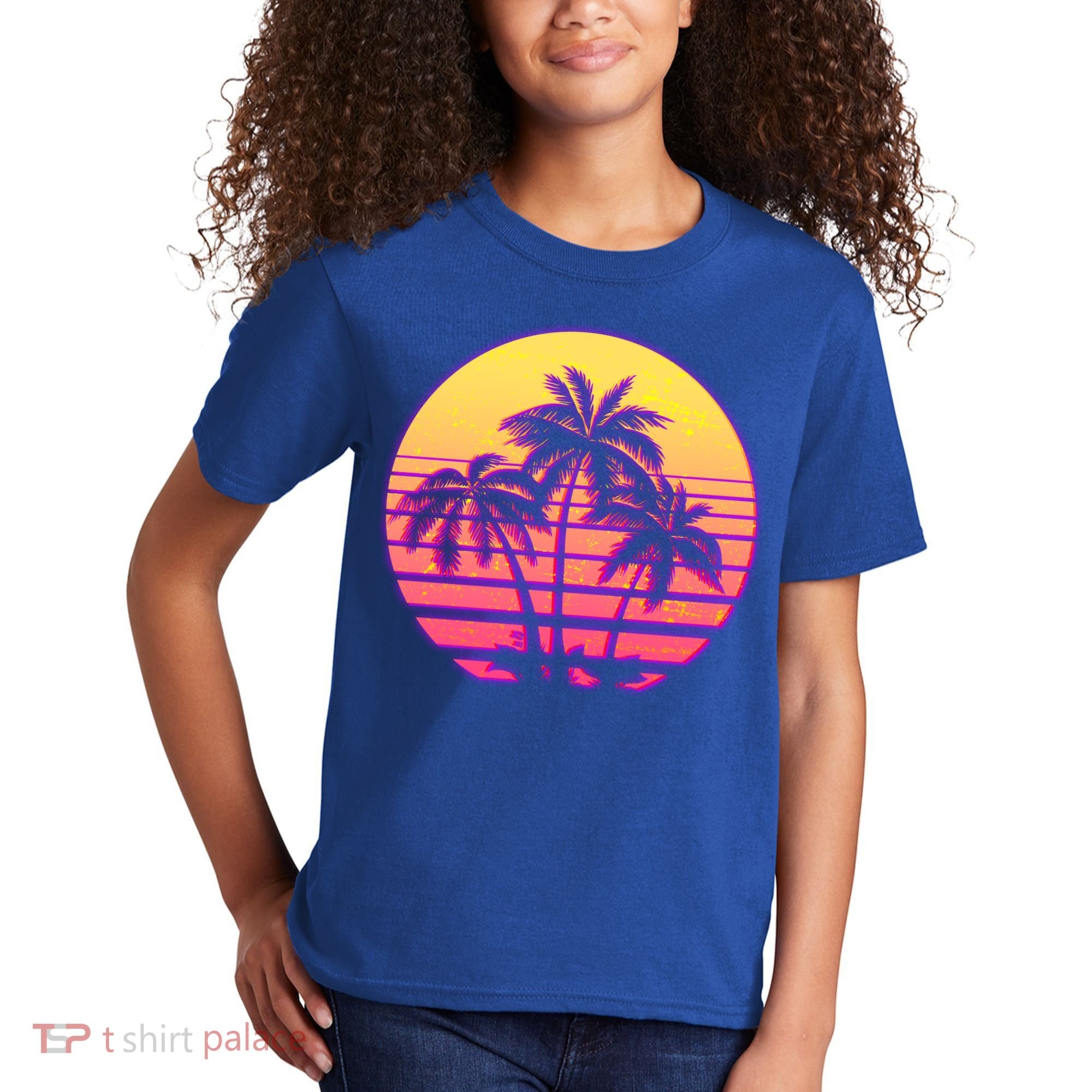 Retro 80's Sunset Palms Kids T-Shirt