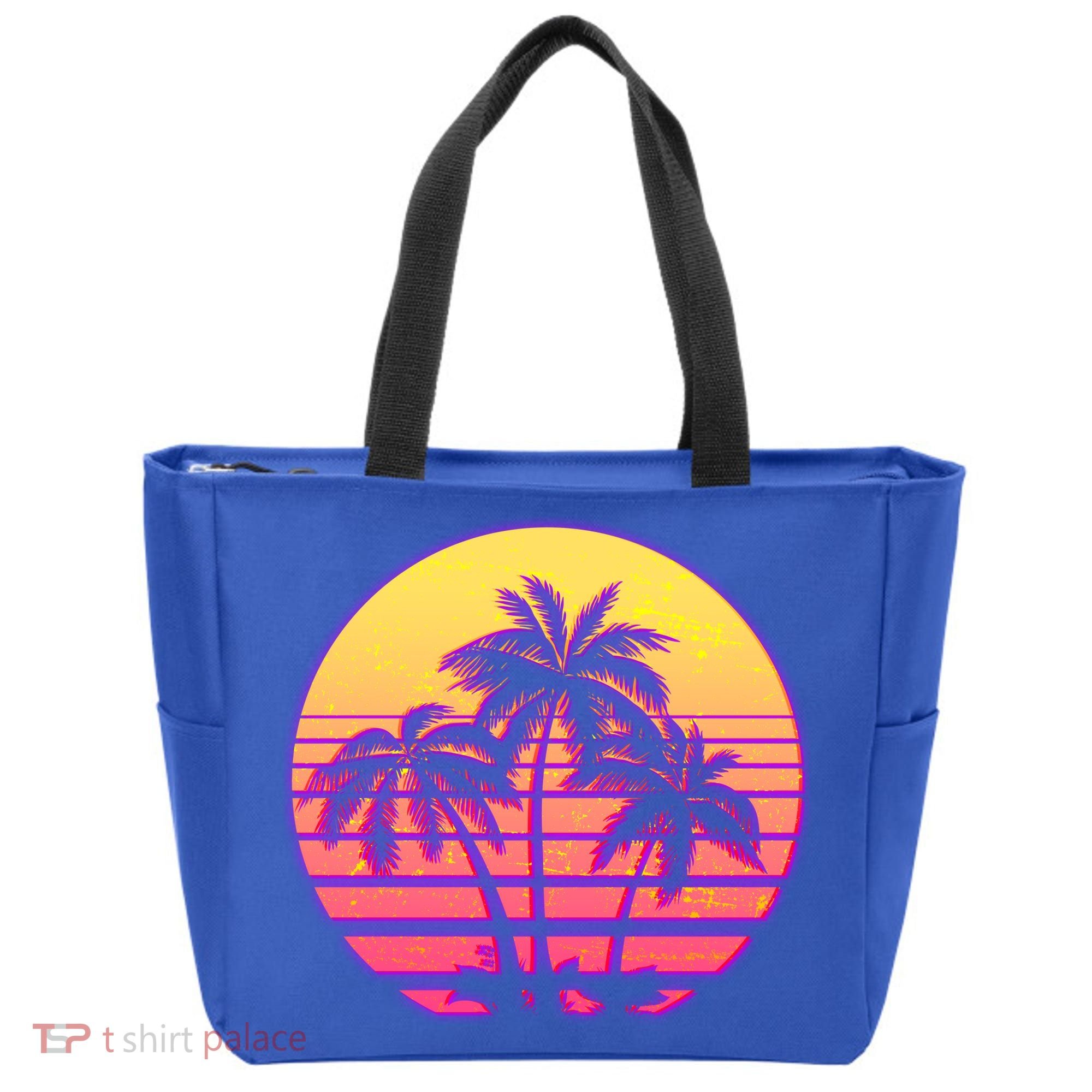 Retro 80's Sunset Palms Tote Bag